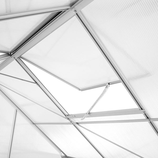tectake Drivhus af aluminium med fundament, 185x375x195cm Transparent