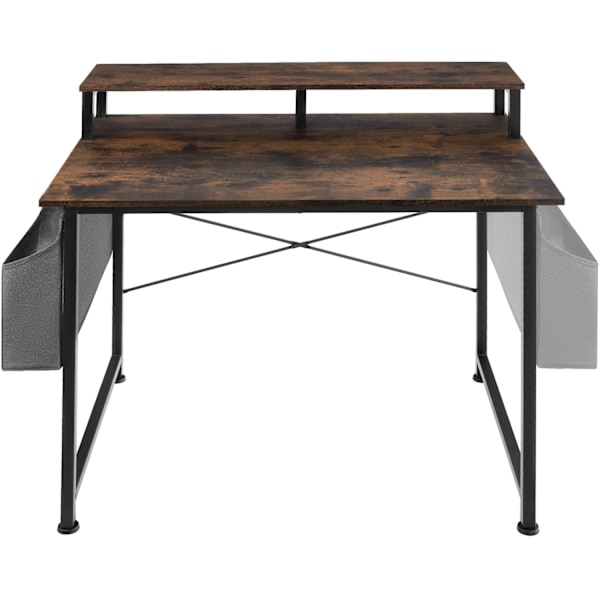 tectake Skrivebord med hylde og stofpose -  Industrielt mørkt træ, rustikt Dark brown