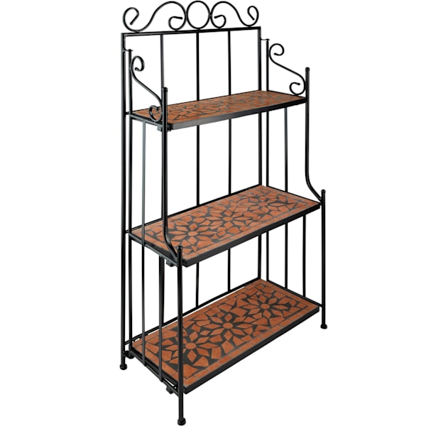 tectake Plantehylde med mosaik, 3 hylder -  terrakotta Orange