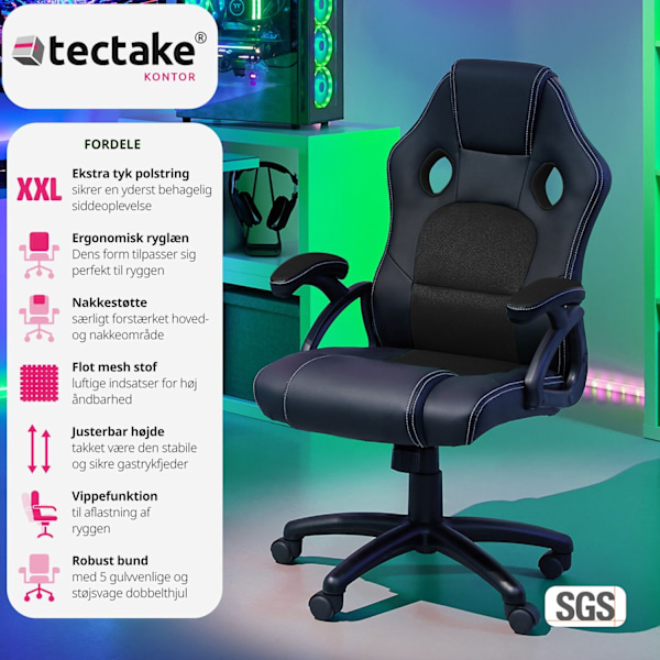 tectake Gamerstol Tyson -  sort Black