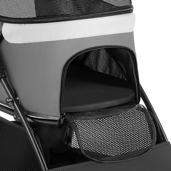 tectake Hundeklapvogn Eddy, sammenklappelig, affjedret, 2 sikkerhedsseler Light grey