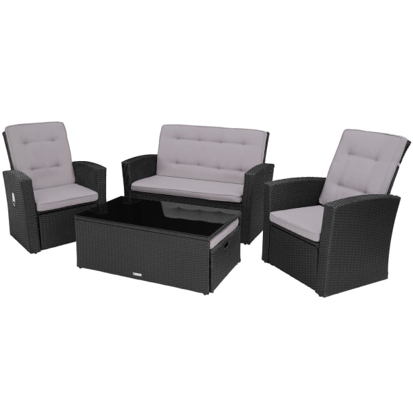 tectake Polyrattan loungesæt Bari -  sort Black