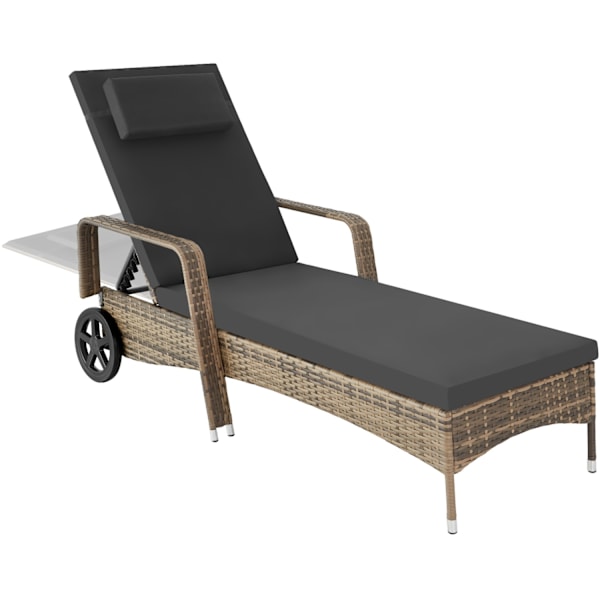 tectake Polyrattan solseng -  natur/mørkegrå Dark grey