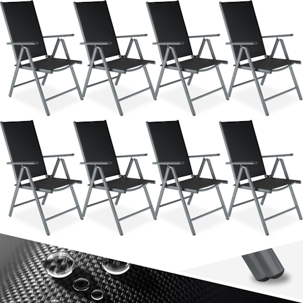 tectake Klapstol i aluminium 8 stk. -  anthrazit Graphite grey