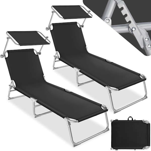tectake Solseng med 4-trin, 2 stk. -  sort Black