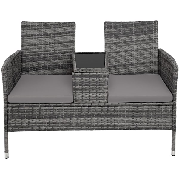 tectake Polyrattan havestole med bord -  grå/lysegrå Light grey