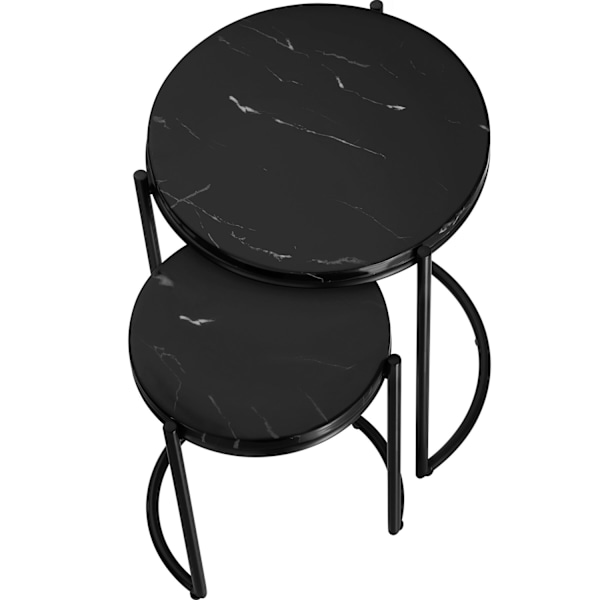 Sidebord Ellsa, marmorplade, stålramme - sort/sort,Sæt med 2 stk. Black