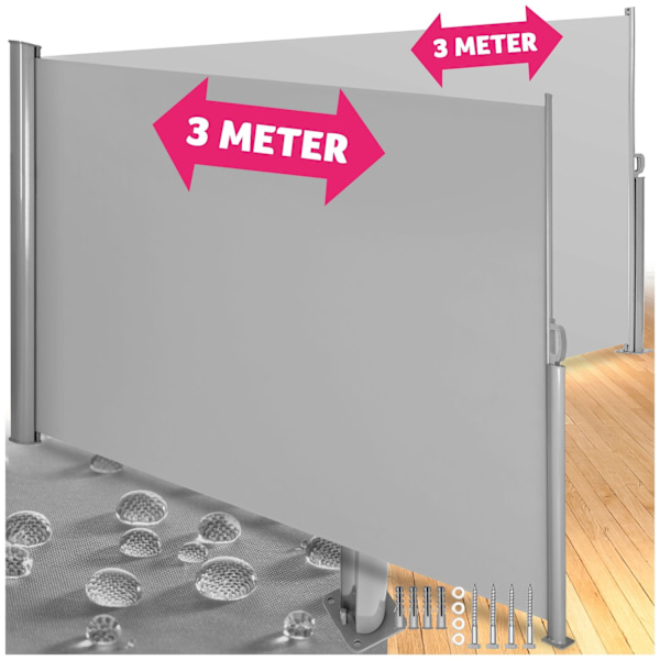 tectake Dobbelt læhegn i aluminium og polyester - 200 x 600 cm Grey