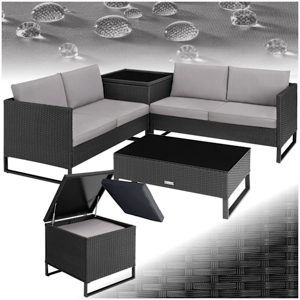 tectake Polyrattan loungesæt Ostuni -  sort Black
