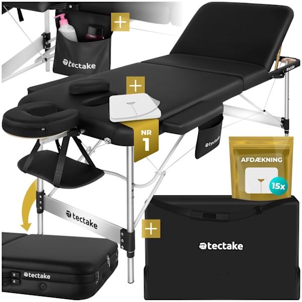 tectake 3 zoners massagebriks Phuket, bæretaske, aluminiumsramme -  sort Black