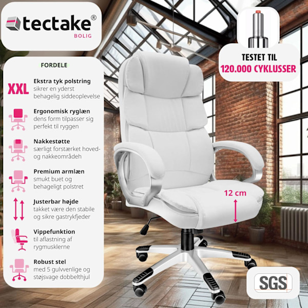 tectake Kontorstol Jonas -  hvid White