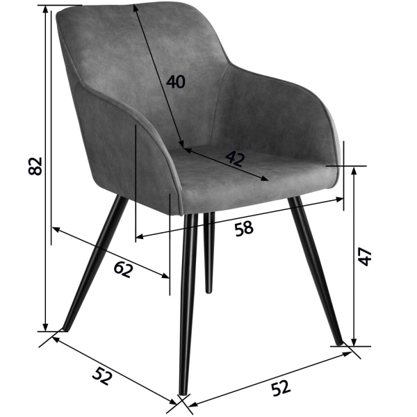 tectake Stol Marilyn stof -  grå/sort Black