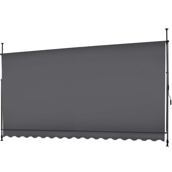 tectake Markise med håndsving, højdejusterbar - 400 x 180 cm Grey