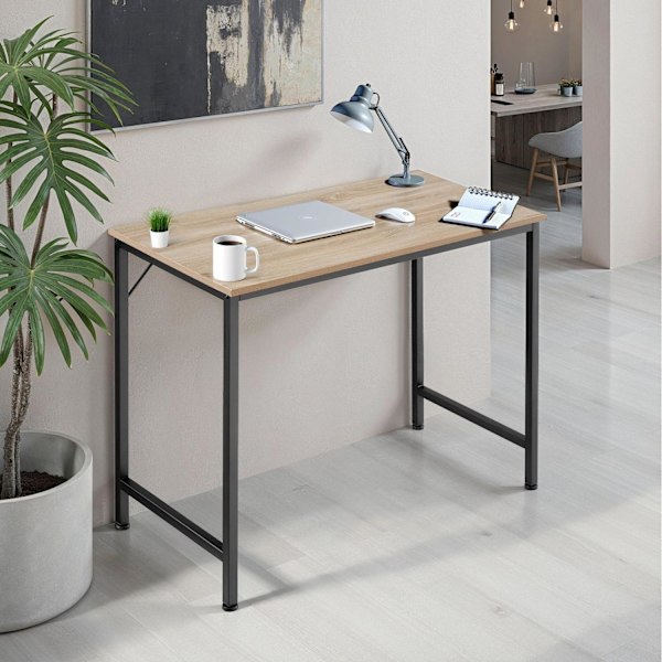 tectake Jenkins skrivebord -  Industrielt lyst træ, egetræ Sonoma Light brown