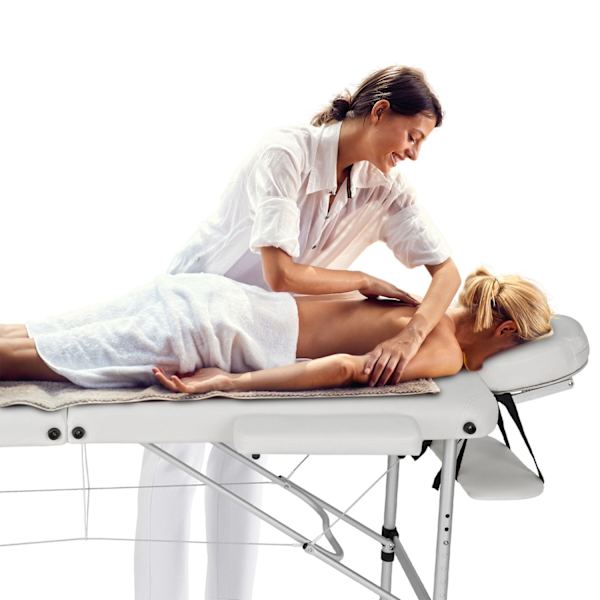 tectake Massagebriks med 2 zoner, polstring, massageruller og aluminiumsstel -  hvid White