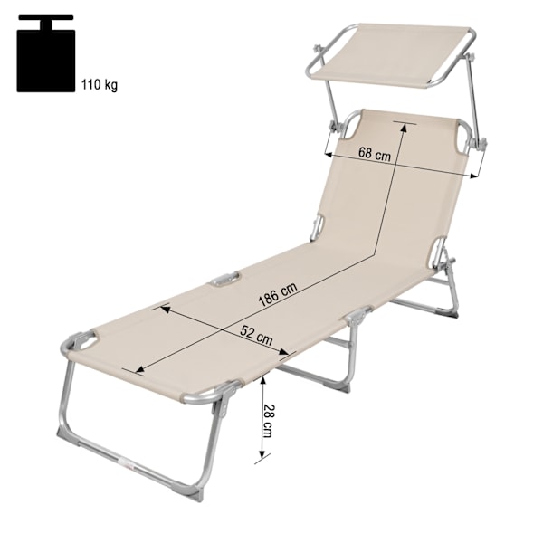 tectake Solseng med 4-trin, 2 stk. -  beige Beige