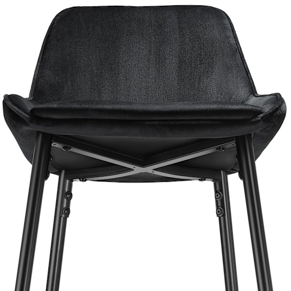 Barstol Siera med rygstøtte - Velour sort/sort,Sæt med 6 stk. Velour sort/sort