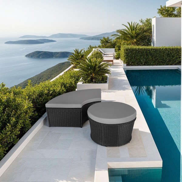 Rund daybed i polyrattan Santorini - sort Black