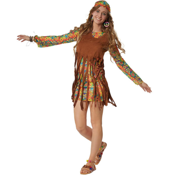 tectake Rebelsk Hippie kostume MultiColor M