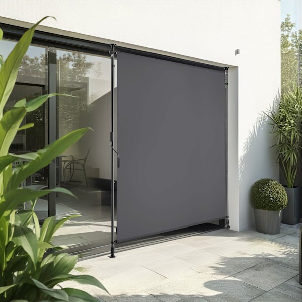Klemmemarkise Taija med håndsving - 120 x 310 cm,sort Black