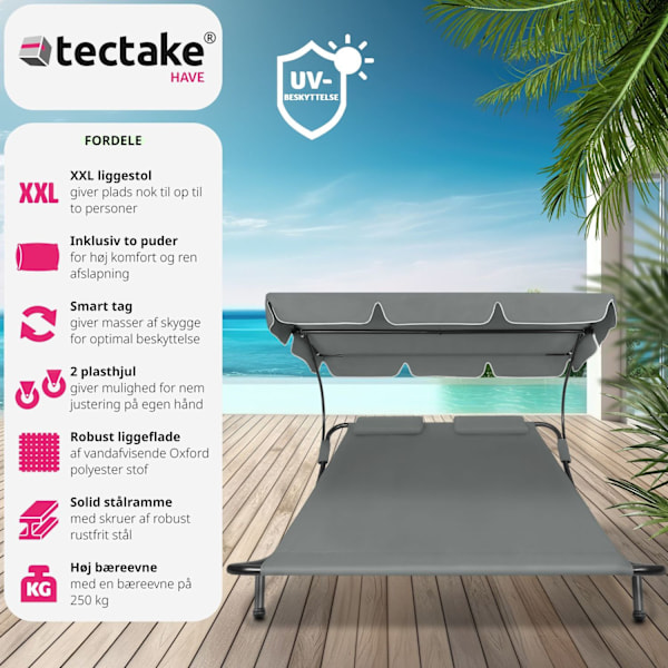 tectake Solseng double -  sort/grå Grey