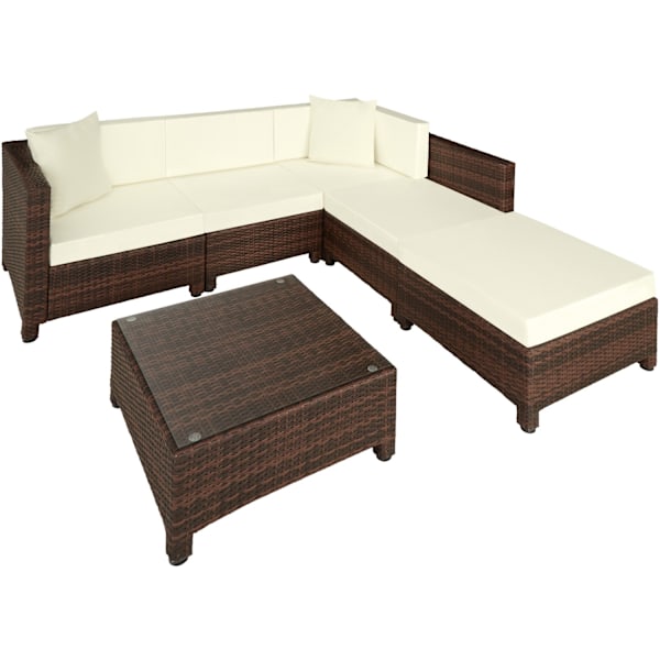 tectake Polyrattan loungesæt med aluminiumstel -  sort/brun Brown