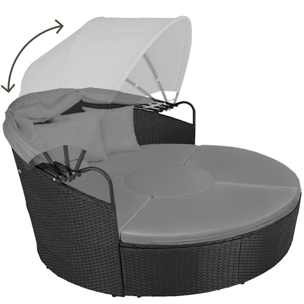 Rund daybed i polyrattan Santorini - sort Black
