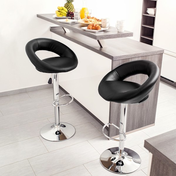 tectake Sæt med 2 barstole 63-83cm Black