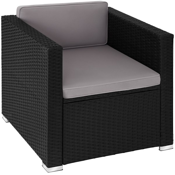 tectake Polyrattan loungesæt Lignano med 2 lænestole -  sort Black