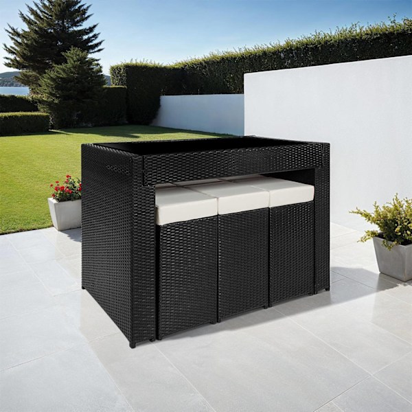 tectake Polyrattan loungesæt Ibiza med overtræk -  sort Black