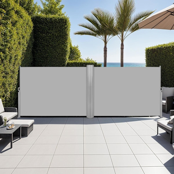 tectake Dobbelt læhegn i aluminium og polyester - 180 x 600 cm Grey