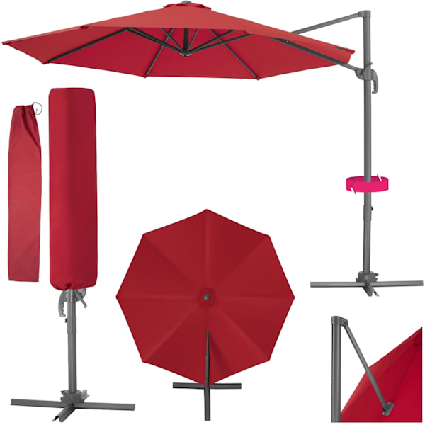tectake Parasol Daria med overtræk 300cm -  vinrød Wine red