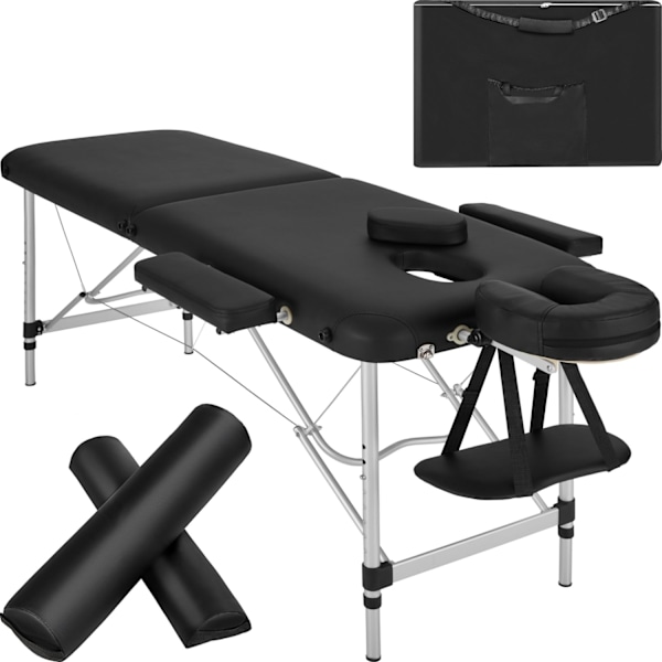 tectake Massagebriks med 2 zoner, polstring, massageruller og aluminiumsstel -  sort Black