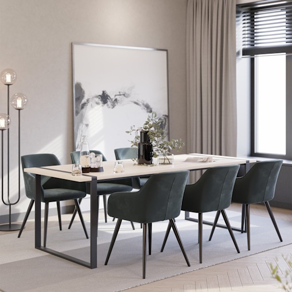 tectake Stol Marilyn velour -  grå/sort Black