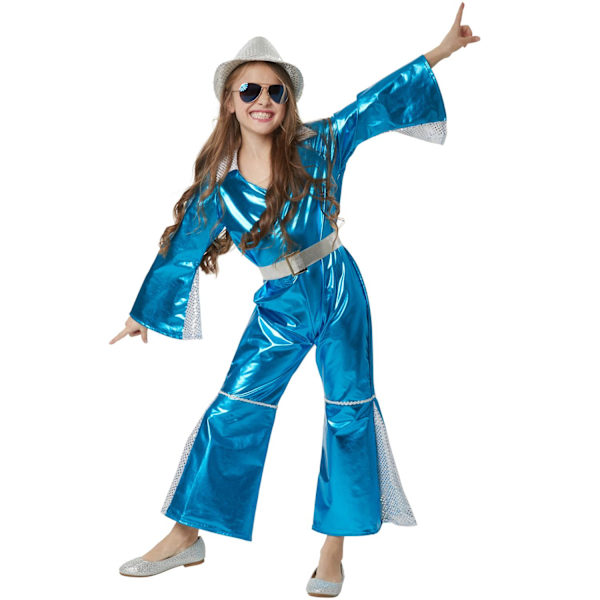 tectake Glitrende Disco Starlet børnekostume Blue 104 (3-4y)