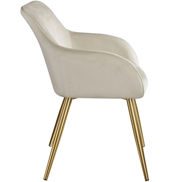 tectake Stol Marilyn velour, guld -  creme/guld creme/guld