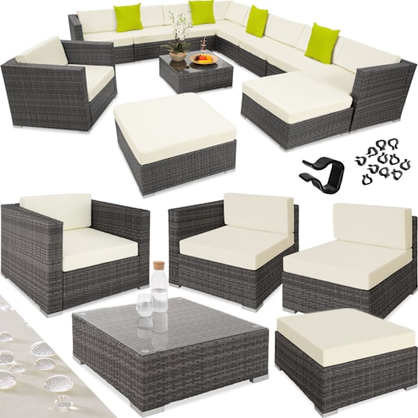 tectake Polyrattan loungesæt Las Vegas -  grå Grey