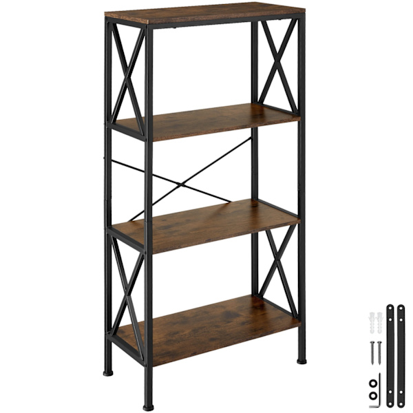 tectake Reol Barry 61,5x31,5x133,5cm -  Industrielt mørkt træ, rustikt Dark brown