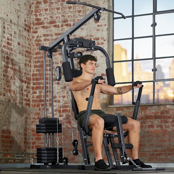 tectake Træningsstation home gym med bænkemodul Black