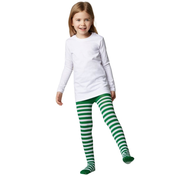 tectake Stribede strømpebukser til børn grøn-hvid Green 110/128