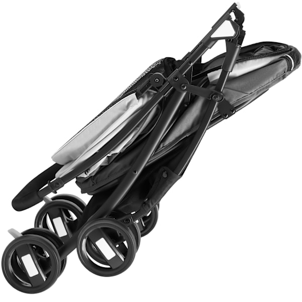 tectake Hundeklapvogn Eddy, sammenklappelig, affjedret, 2 sikkerhedsseler Light grey
