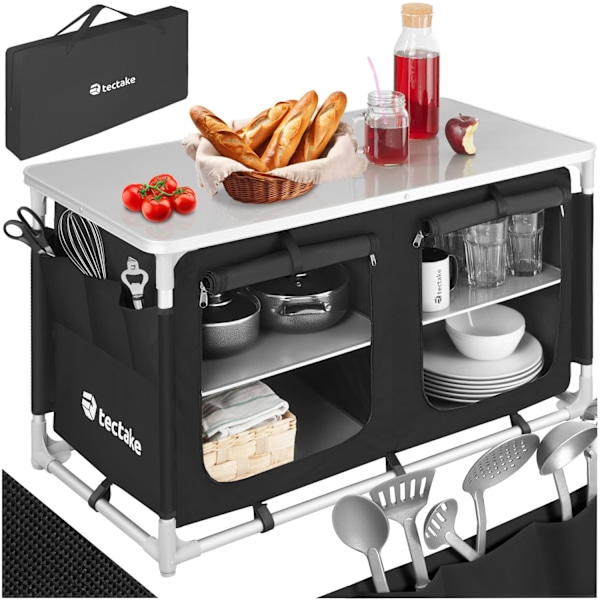 tectake Campingskab Komfort med 4 rum -  sort Black
