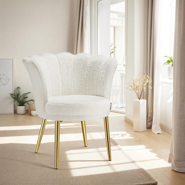 tectake Sofa Stella, tyk polstring, 67x64x76cm -  Kunstpels creme/guld Kunstpels creme/guld