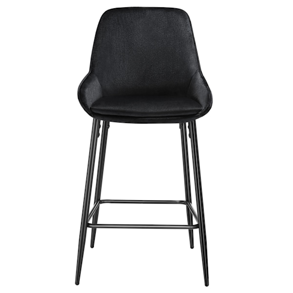 Barstol Siera med rygstøtte - Velour sort/sort,Sæt med 6 stk. Velour sort/sort