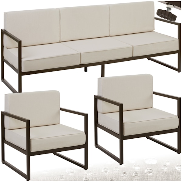 tectake Loungesæt Comosa til 5 personer, XXL-polstring Beige