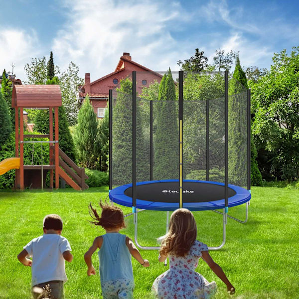 tectake Trampolin med sikkerhedsnet - 244 cm 244 cm Blue