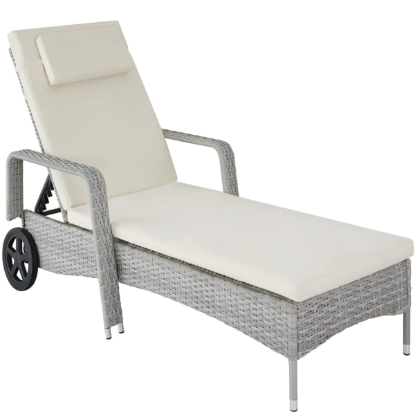 tectake Polyrattan solseng -  lysegrå Light grey