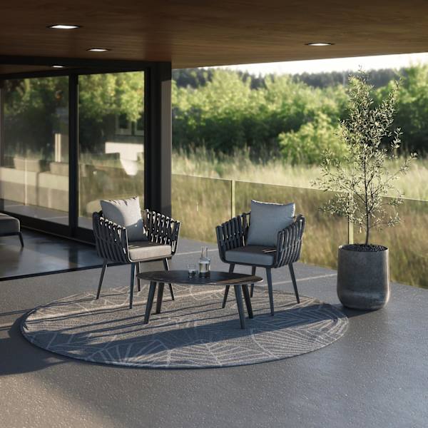 tectake Ovalt sofabord Acerra, marmorlook 100x50x34,5 cm -  sort Black