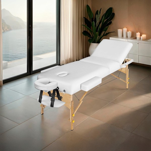 tectake 3-zoners massagebriks Somwang med 7,5 cm polstring og træramme -  hvid White