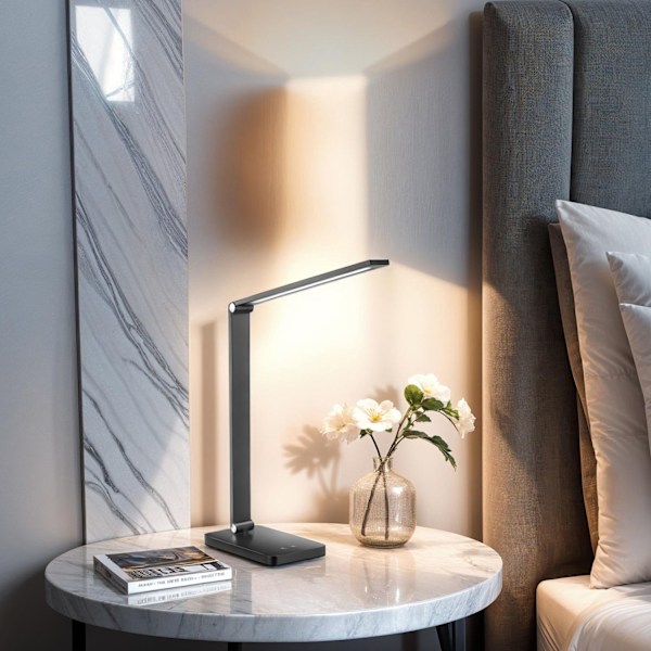 Bordlampe Novaly, LED, dæmpbar, foldbar, 5W - sort,Sæt med 2 stk. Black